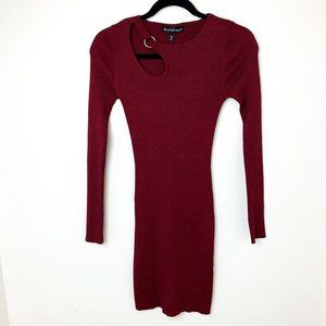 Derek Heart burgundy ribbed long sleeve bodycon mini dress medium